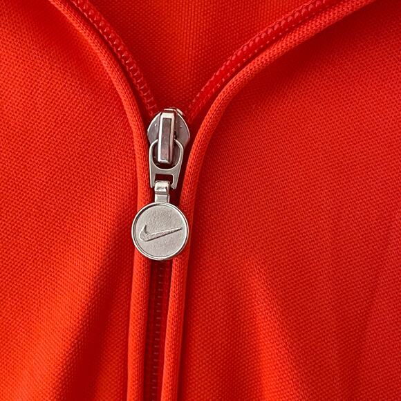 Y2K Red Orange Zip Up Hoodie S Swoosh Retro Track Stripe Hooded Sweatshirt 2000s - Picture 6 of 10